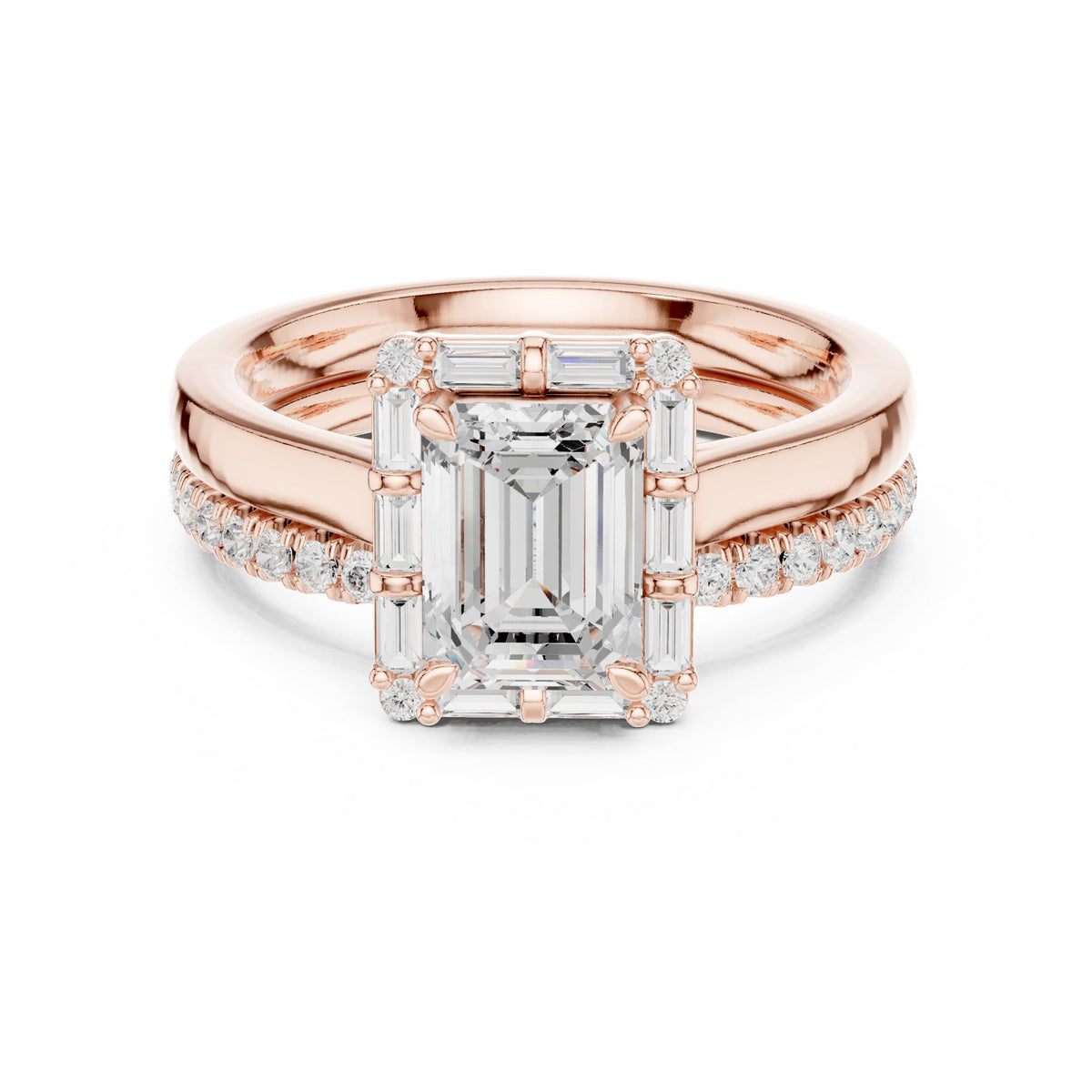 Emerald Halo Lab Grown Diamond Engagement Ring