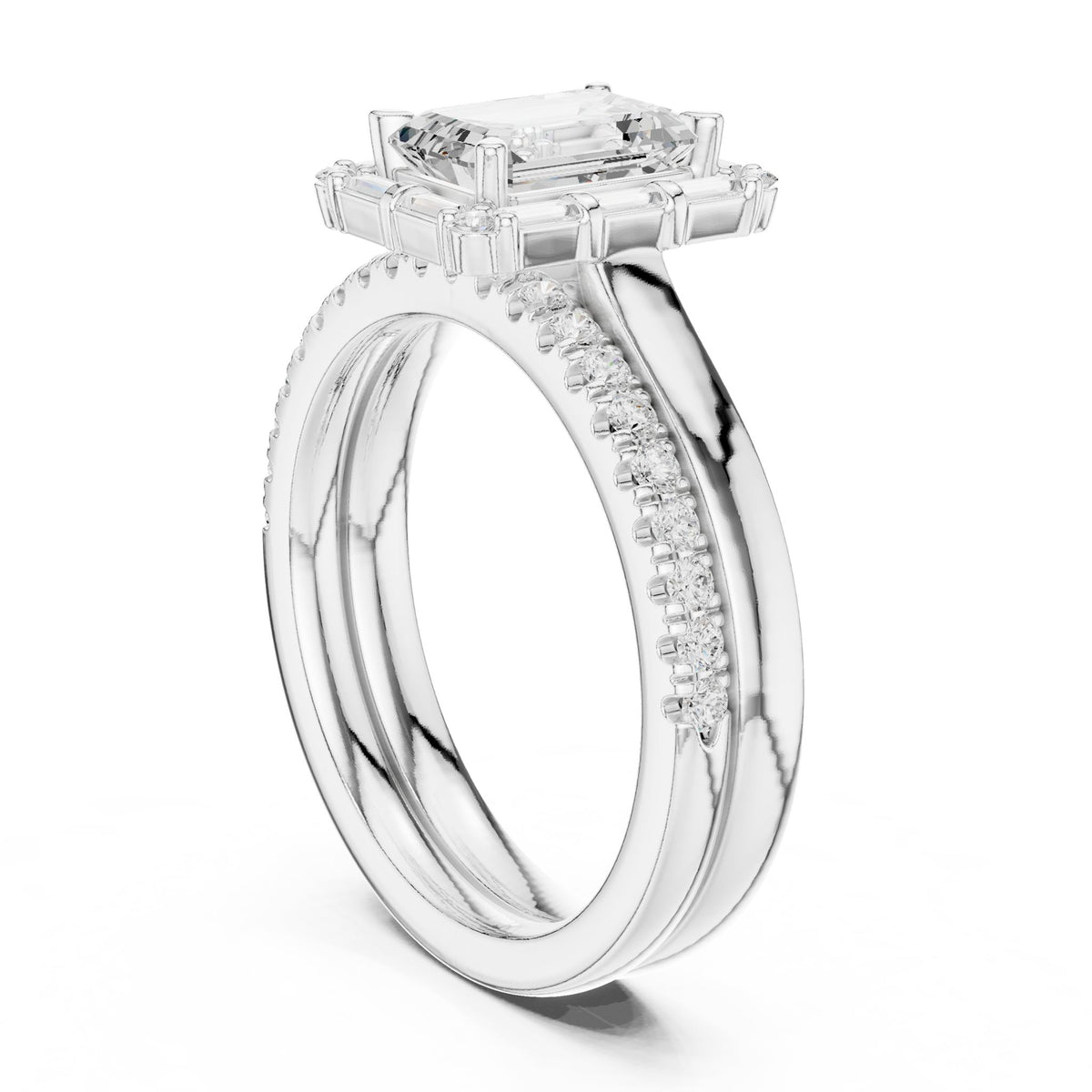 Emerald Halo Lab Grown Diamond Engagement Ring