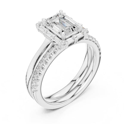 Emerald Halo Lab Grown Diamond Engagement Ring
