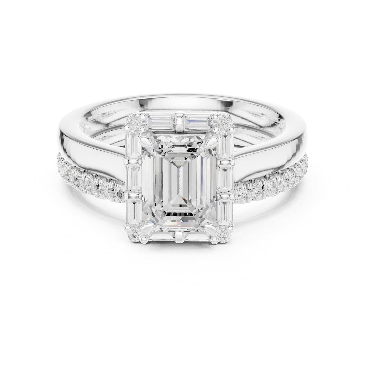 Emerald Halo Lab Grown Diamond Engagement Ring