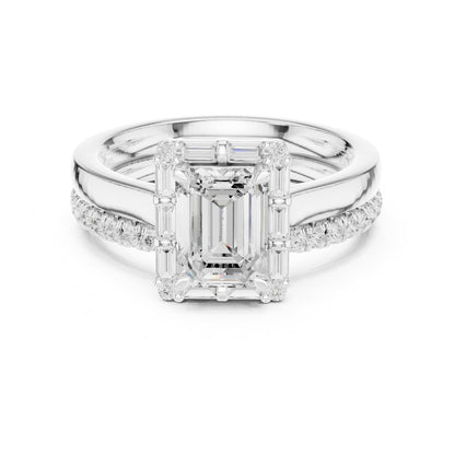 Emerald Halo Lab Grown Diamond Engagement Ring