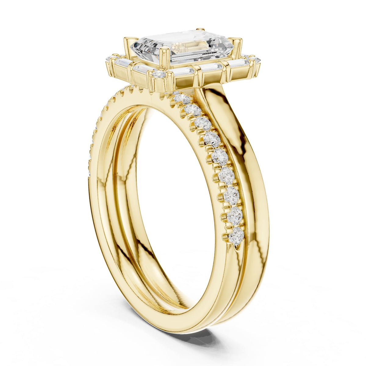 Emerald Halo Lab Grown Diamond Engagement Ring
