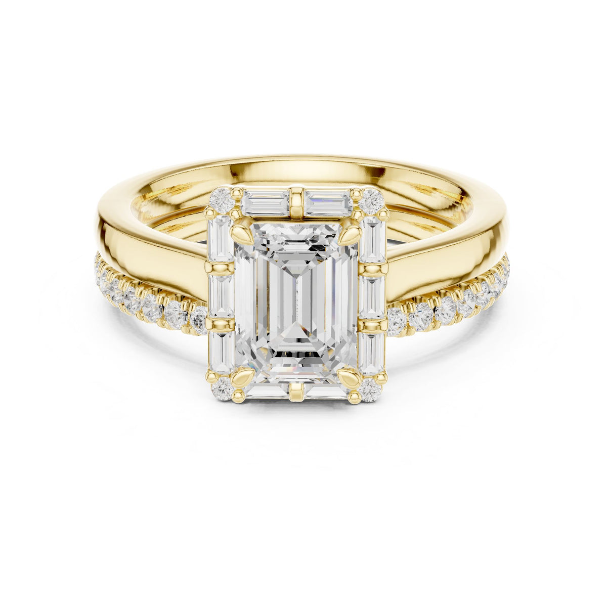 Emerald Halo Lab Grown Diamond Engagement Ring