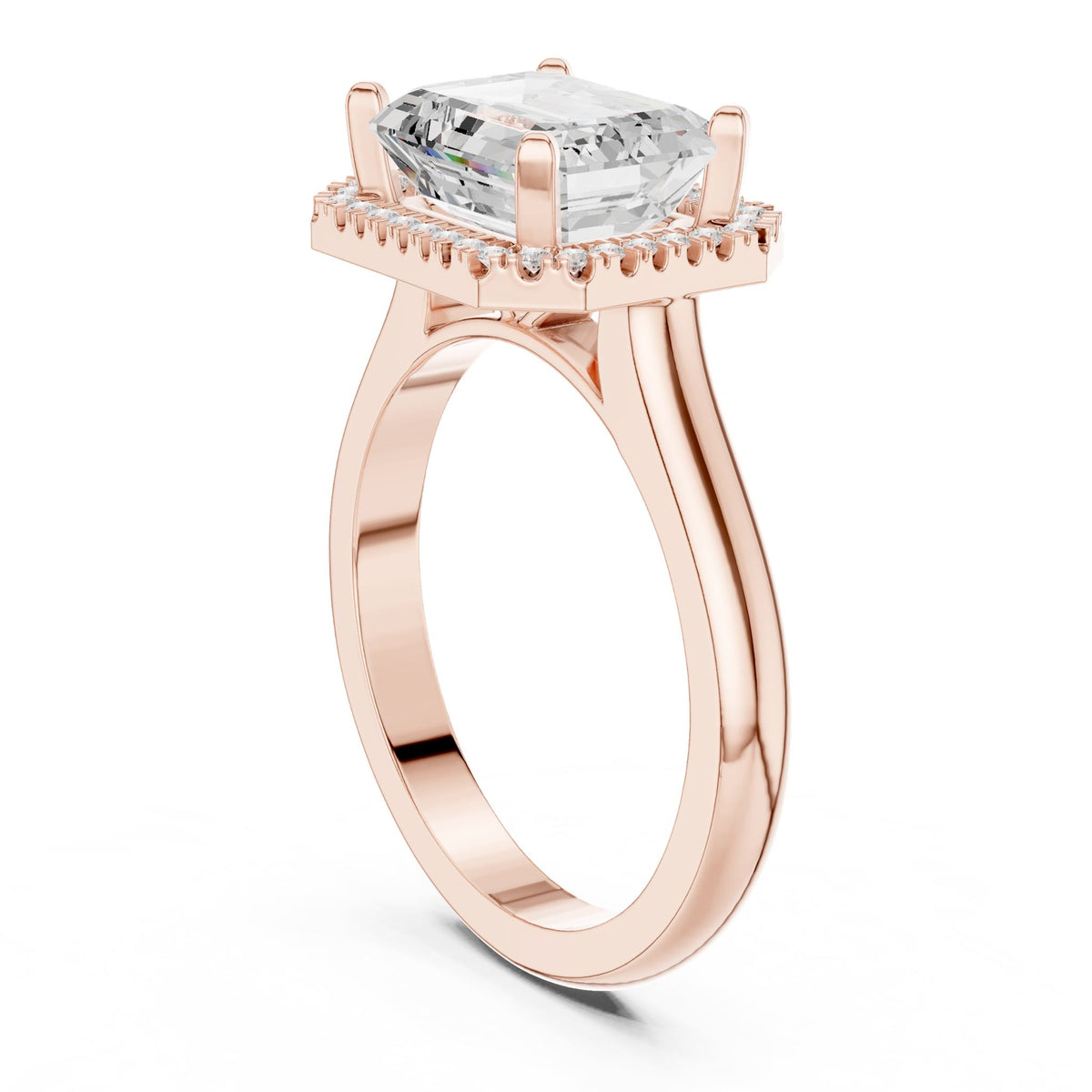 Emerald Halo Lab Grown Diamond Engagement Ring