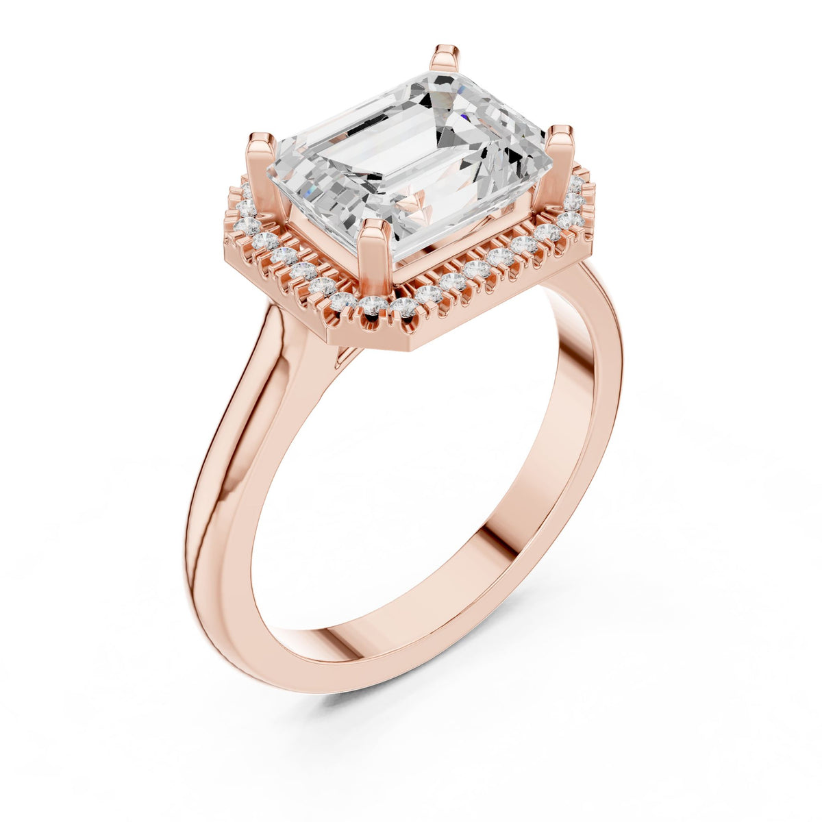 Emerald Halo Lab Grown Diamond Engagement Ring