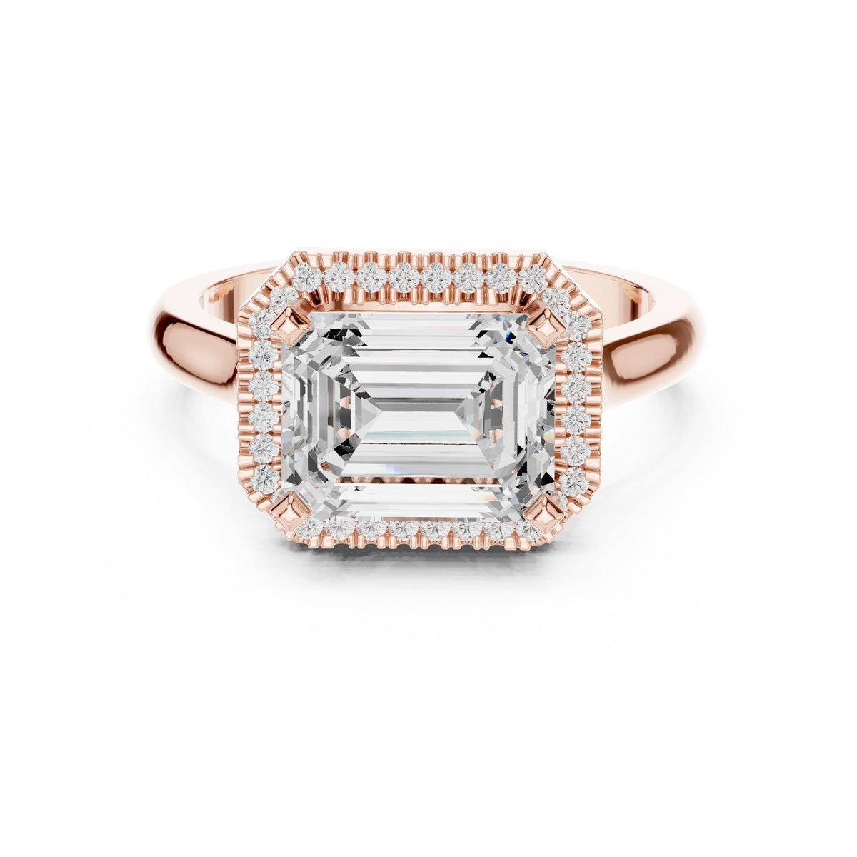Emerald Halo Lab Grown Diamond Engagement Ring