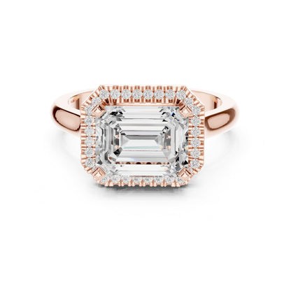 Emerald Halo Lab Grown Diamond Engagement Ring