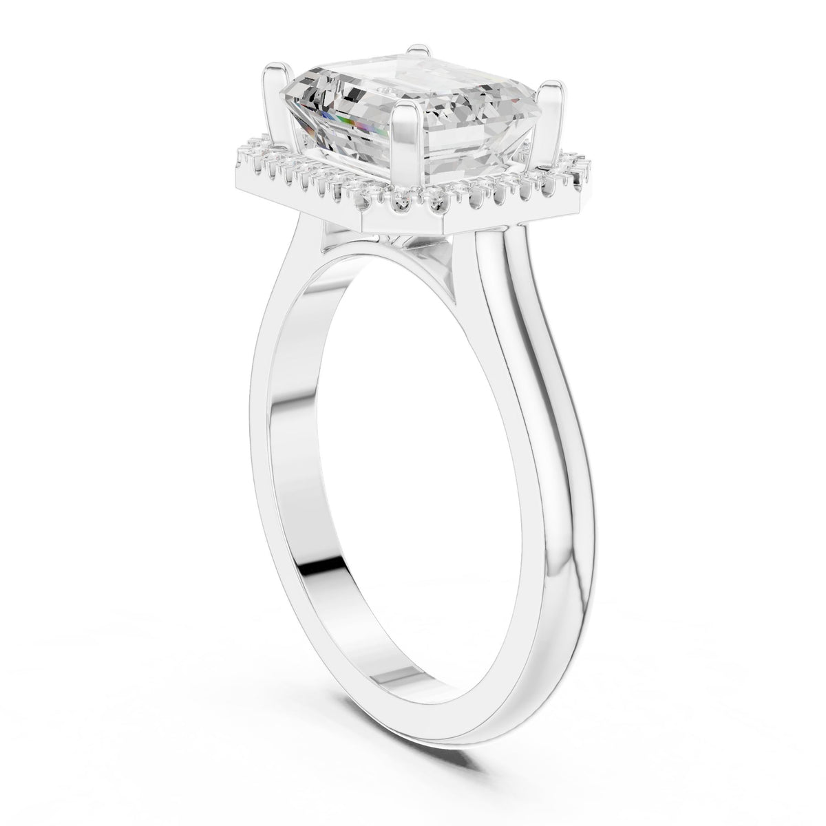 Emerald Halo Lab Grown Diamond Engagement Ring