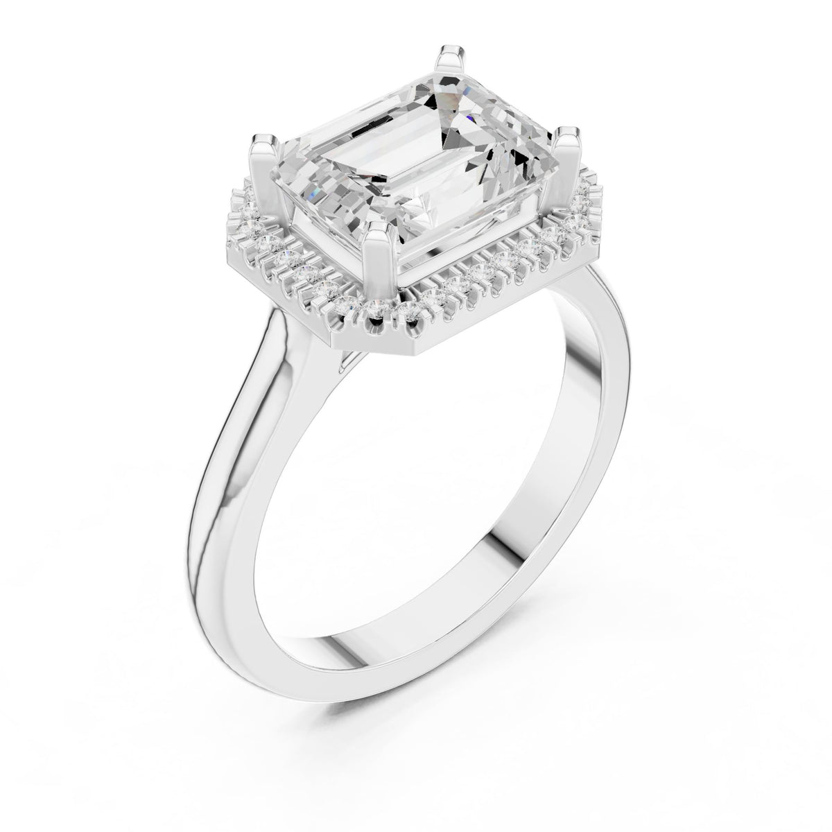 Emerald Halo Lab Grown Diamond Engagement Ring