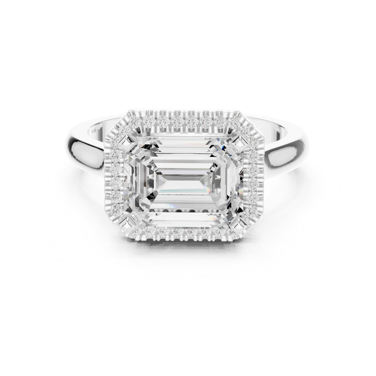 Emerald Halo Lab Grown Diamond Engagement Ring