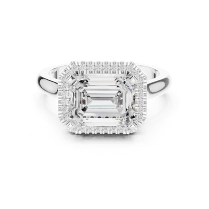 Emerald Halo Lab Grown Diamond Engagement Ring
