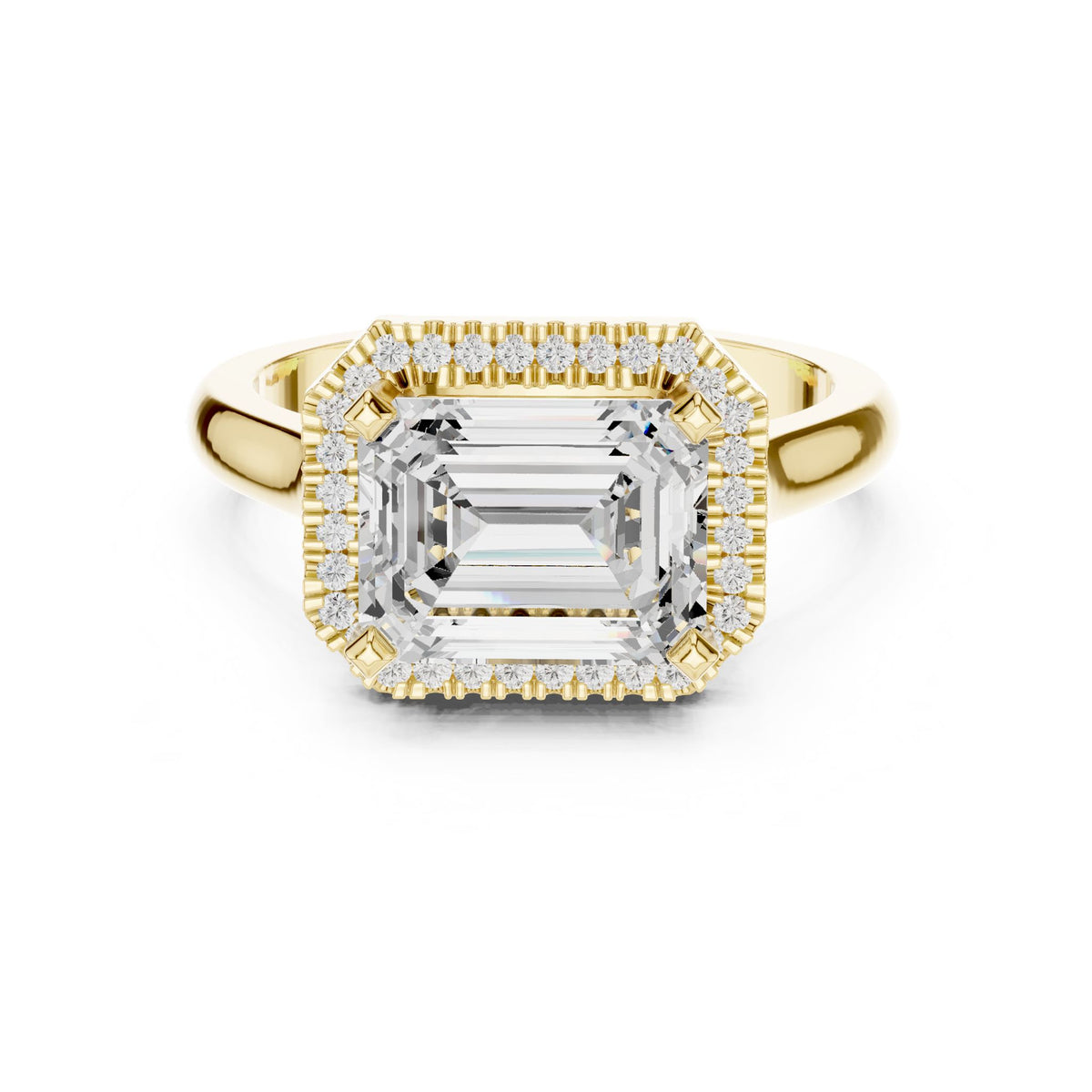 Emerald Halo Lab Grown Diamond Engagement Ring