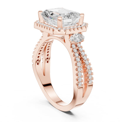 Emerald Halo Lab Grown Diamond Engagement Ring