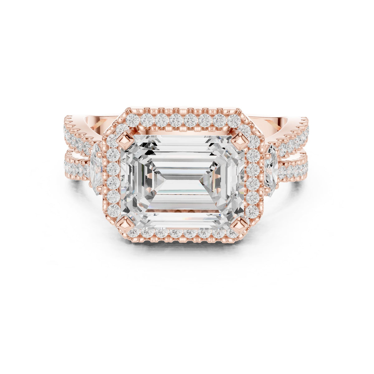 Emerald Halo Lab Grown Diamond Engagement Ring