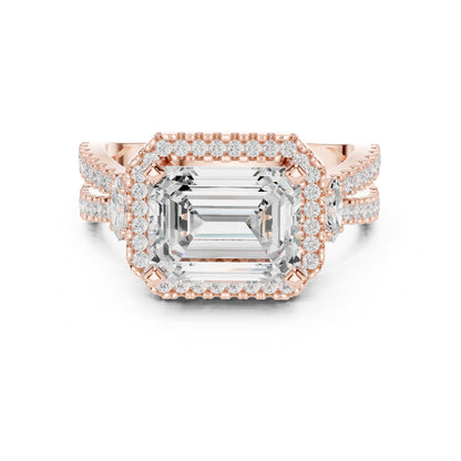 Emerald Halo Lab Grown Diamond Engagement Ring