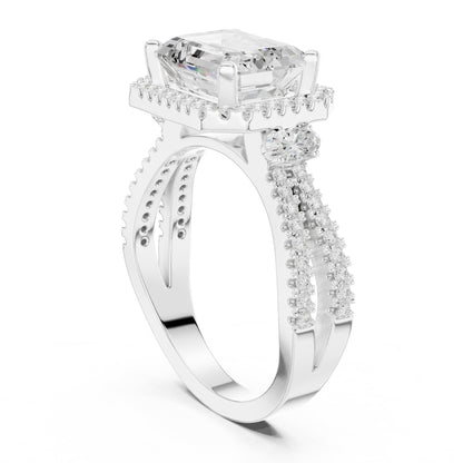 Emerald Halo Lab Grown Diamond Engagement Ring