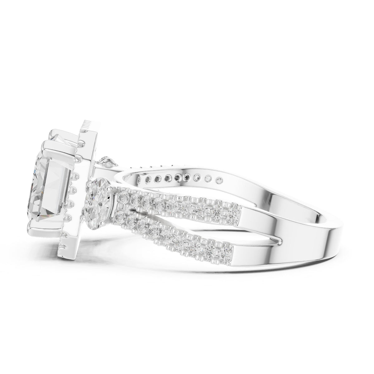 Emerald Halo Lab Grown Diamond Engagement Ring
