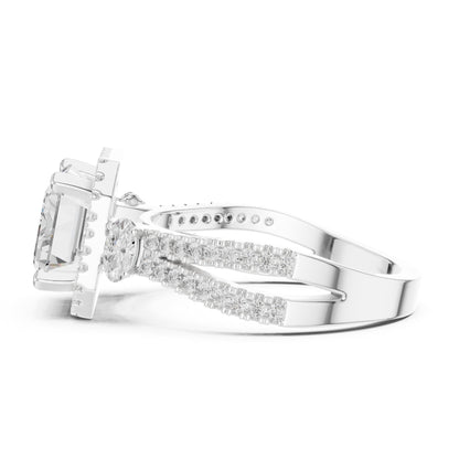 Emerald Halo Lab Grown Diamond Engagement Ring