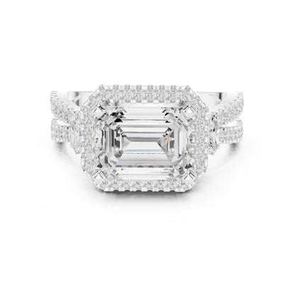 Emerald Halo Lab Grown Diamond Engagement Ring