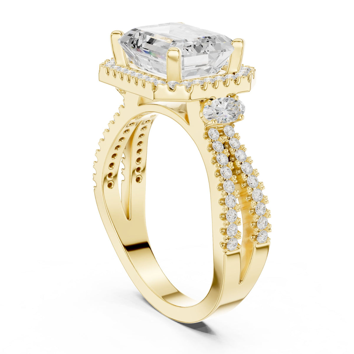 Emerald Halo Lab Grown Diamond Engagement Ring