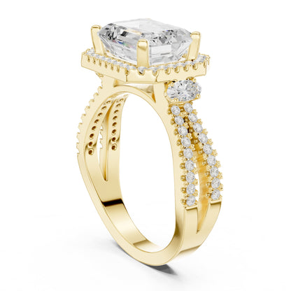 Emerald Halo Lab Grown Diamond Engagement Ring