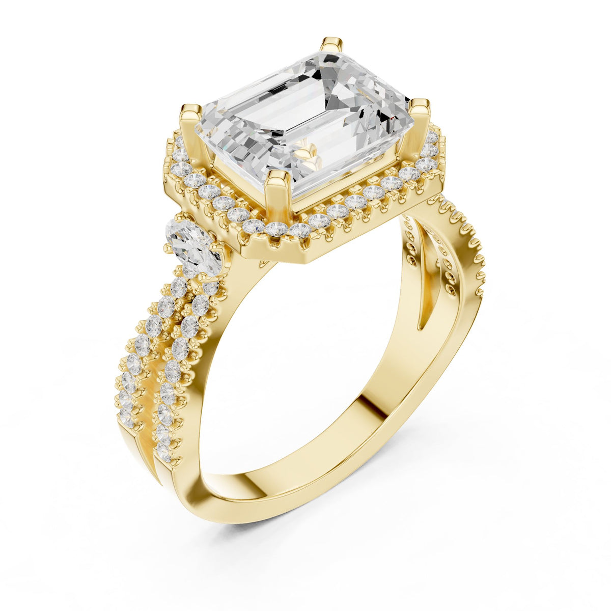 Emerald Halo Lab Grown Diamond Engagement Ring