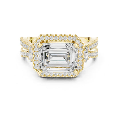 Emerald Halo Lab Grown Diamond Engagement Ring