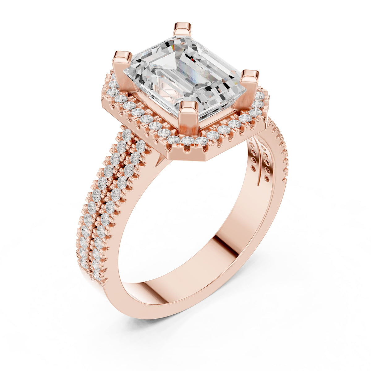 Emerald Halo Lab Grown Diamond Engagement Ring