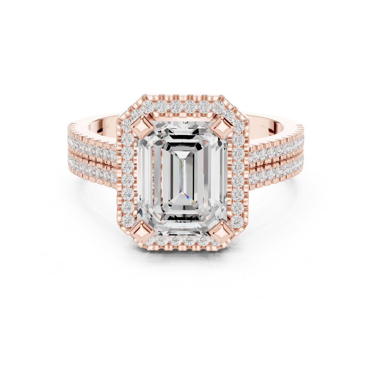 Emerald Halo Lab Grown Diamond Engagement Ring