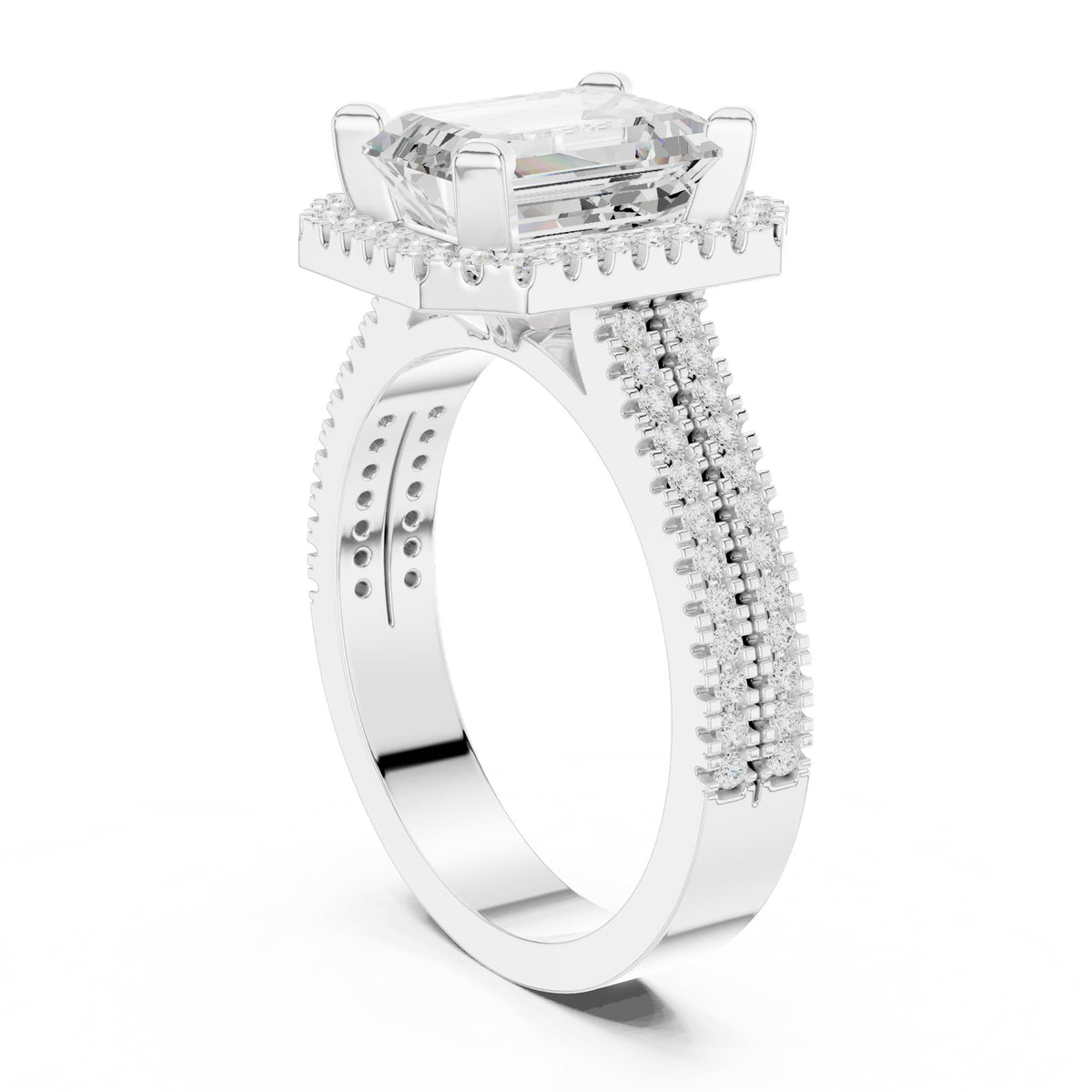 Emerald Halo Lab Grown Diamond Engagement Ring