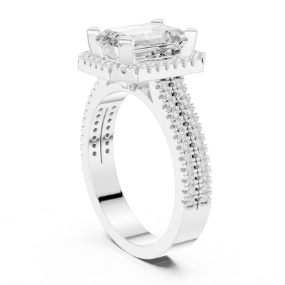 Emerald Halo Lab Grown Diamond Engagement Ring