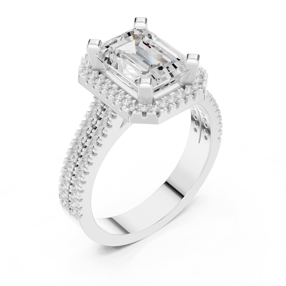 Emerald Halo Lab Grown Diamond Engagement Ring