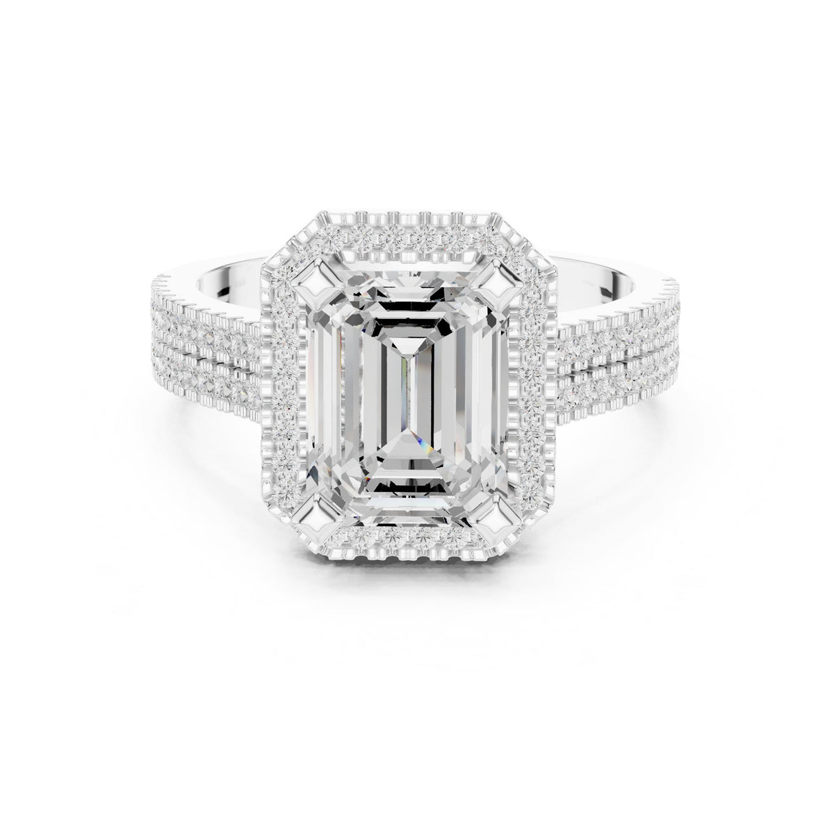 Emerald Halo Lab Grown Diamond Engagement Ring