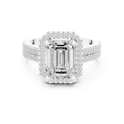 Emerald Halo Lab Grown Diamond Engagement Ring