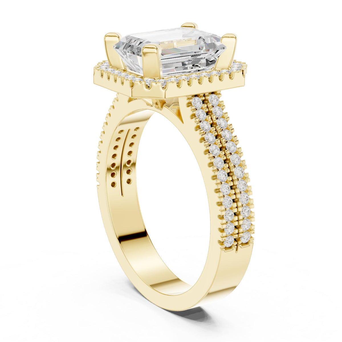 Emerald Halo Lab Grown Diamond Engagement Ring