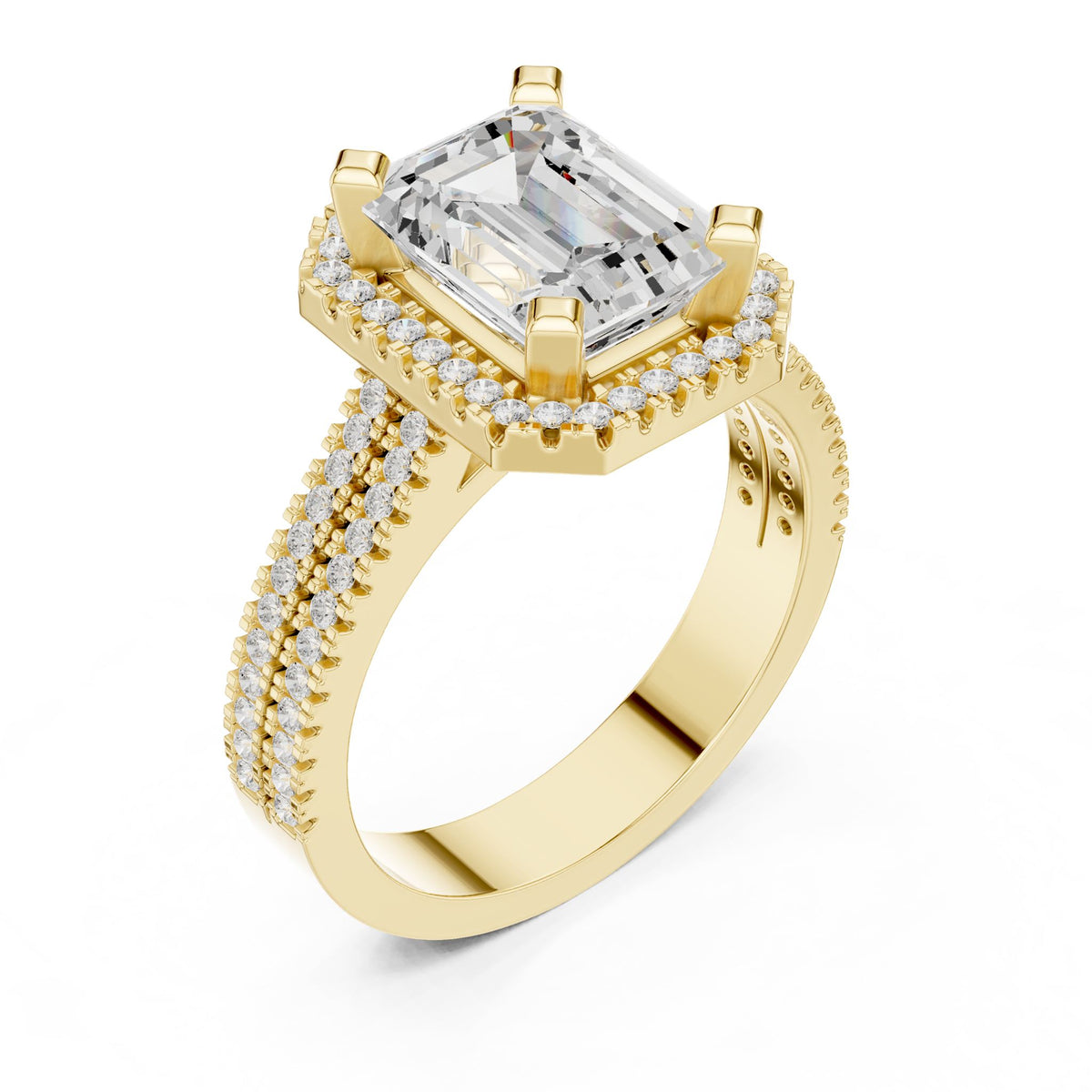 Emerald Halo Lab Grown Diamond Engagement Ring