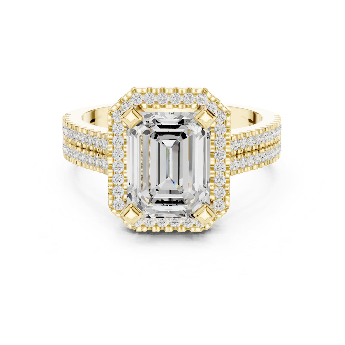 Emerald Halo Lab Grown Diamond Engagement Ring