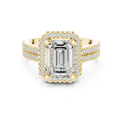 Emerald Halo Lab Grown Diamond Engagement Ring