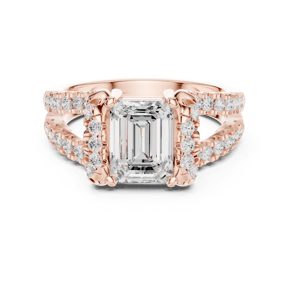 Emerald Halo Lab Grown Diamond Engagement Ring