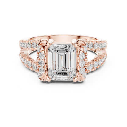 Emerald Halo Lab Grown Diamond Engagement Ring