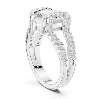 Emerald Halo Lab Grown Diamond Engagement Ring