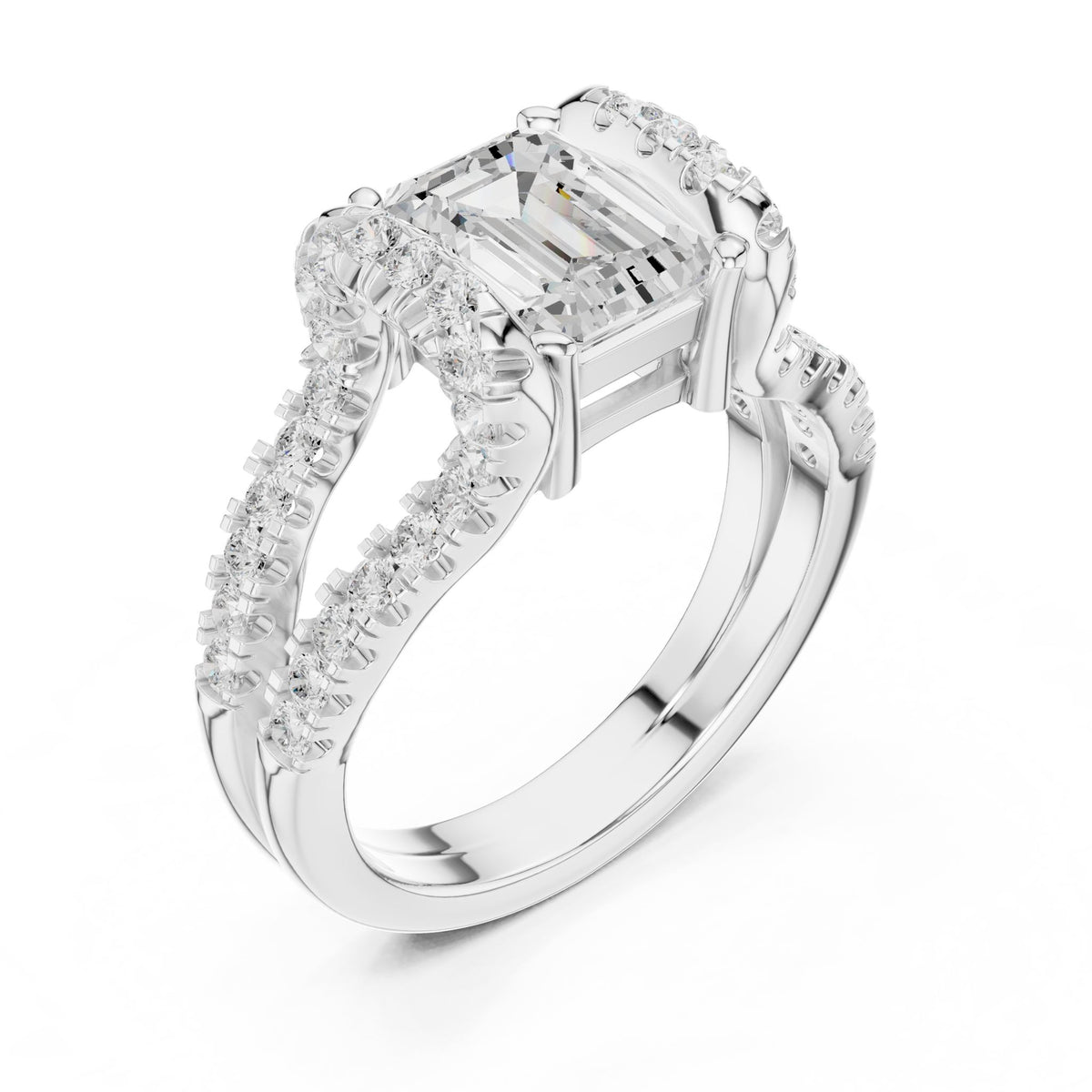 Emerald Halo Lab Grown Diamond Engagement Ring