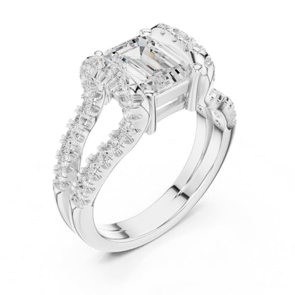 Emerald Halo Lab Grown Diamond Engagement Ring