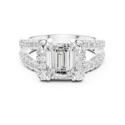 Emerald Halo Lab Grown Diamond Engagement Ring