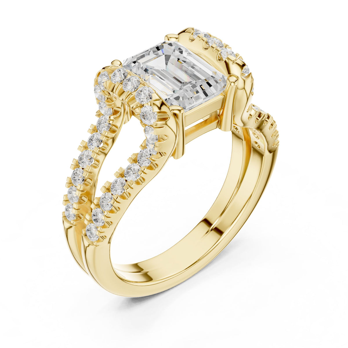 Emerald Halo Lab Grown Diamond Engagement Ring