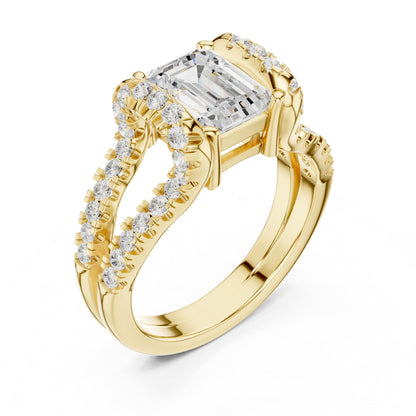 Emerald Halo Lab Grown Diamond Engagement Ring