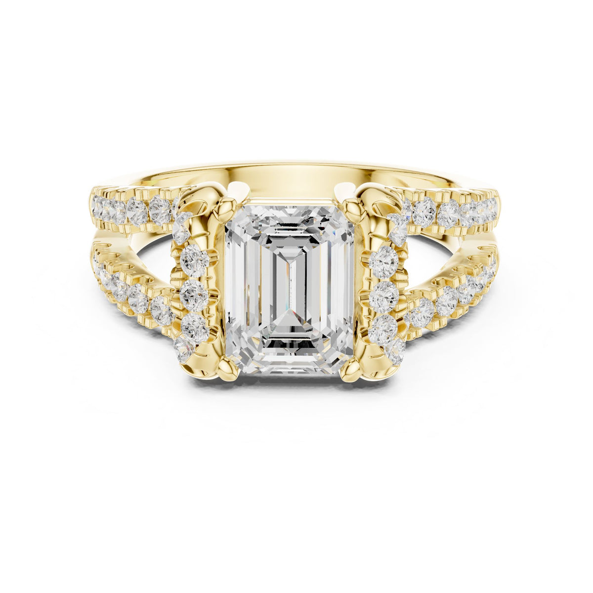 Emerald Halo Lab Grown Diamond Engagement Ring