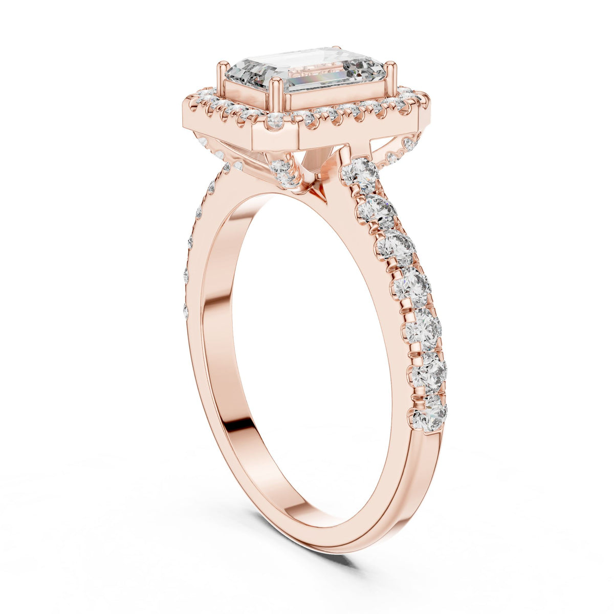 Emerald Halo Lab Grown Diamond Engagement Ring