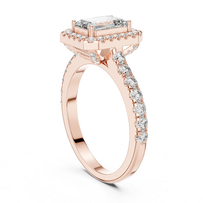 Emerald Halo Lab Grown Diamond Engagement Ring