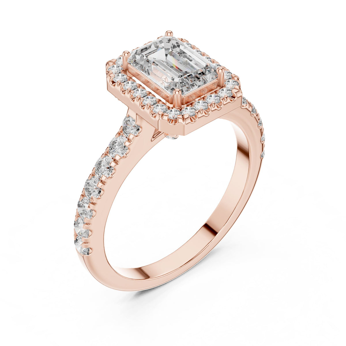 Emerald Halo Lab Grown Diamond Engagement Ring